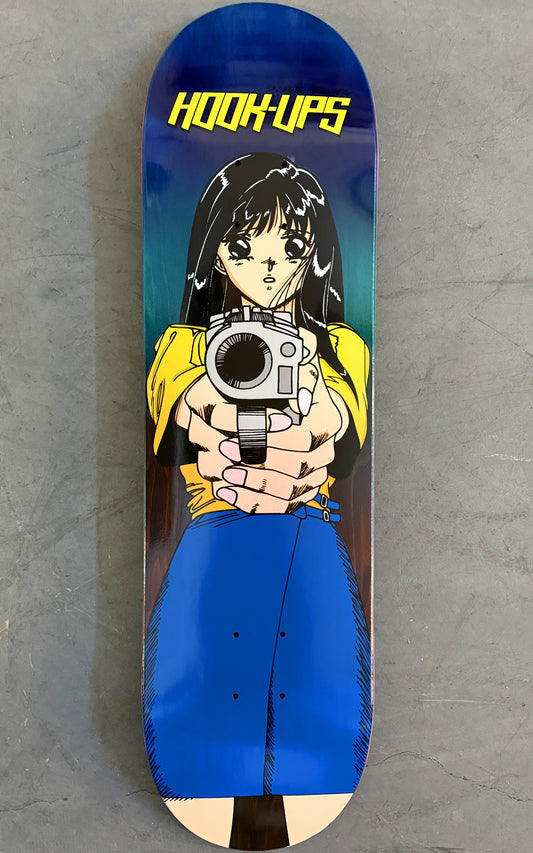 1 of 1 SIGNED Barrel of a Gun - 8.25 X 32.25 HAND PAINTED BLUE/AQUA/ORANGE GRADIENT