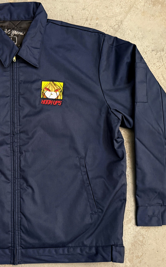 Red Eyes Lined Work Jacket - NAVY BLUE