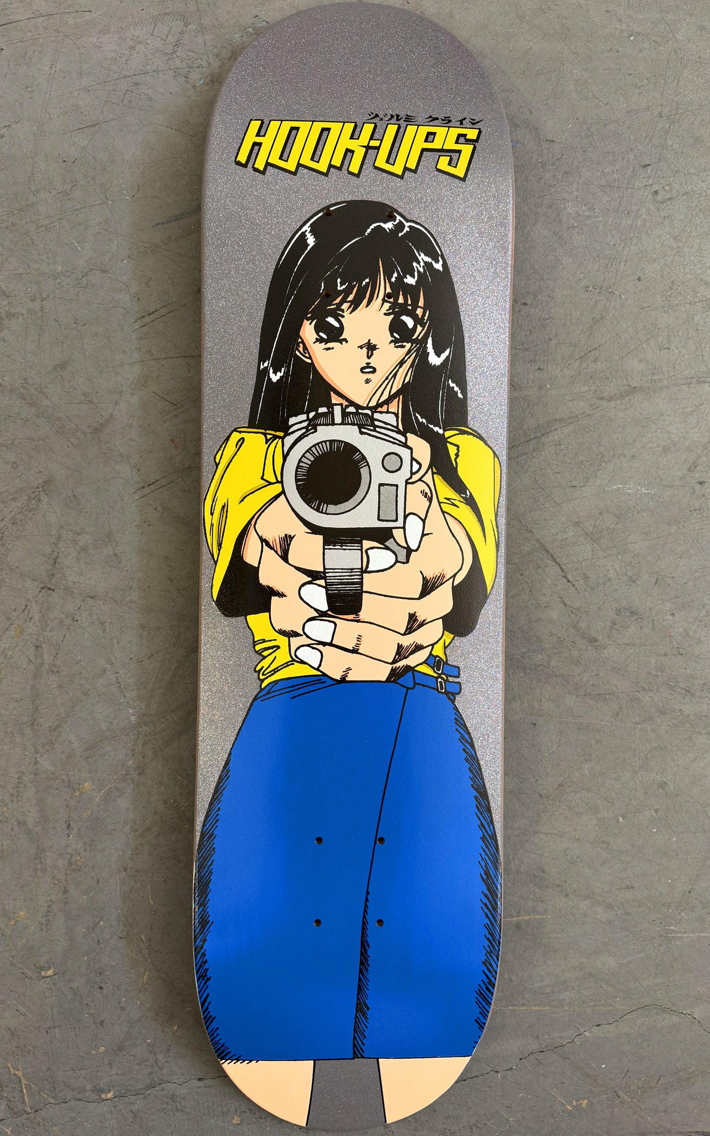 1 of 2 SIGNED Barrel of a Gun - 8.25 X 32.25 HAND PAINTED SILVER GLITTER