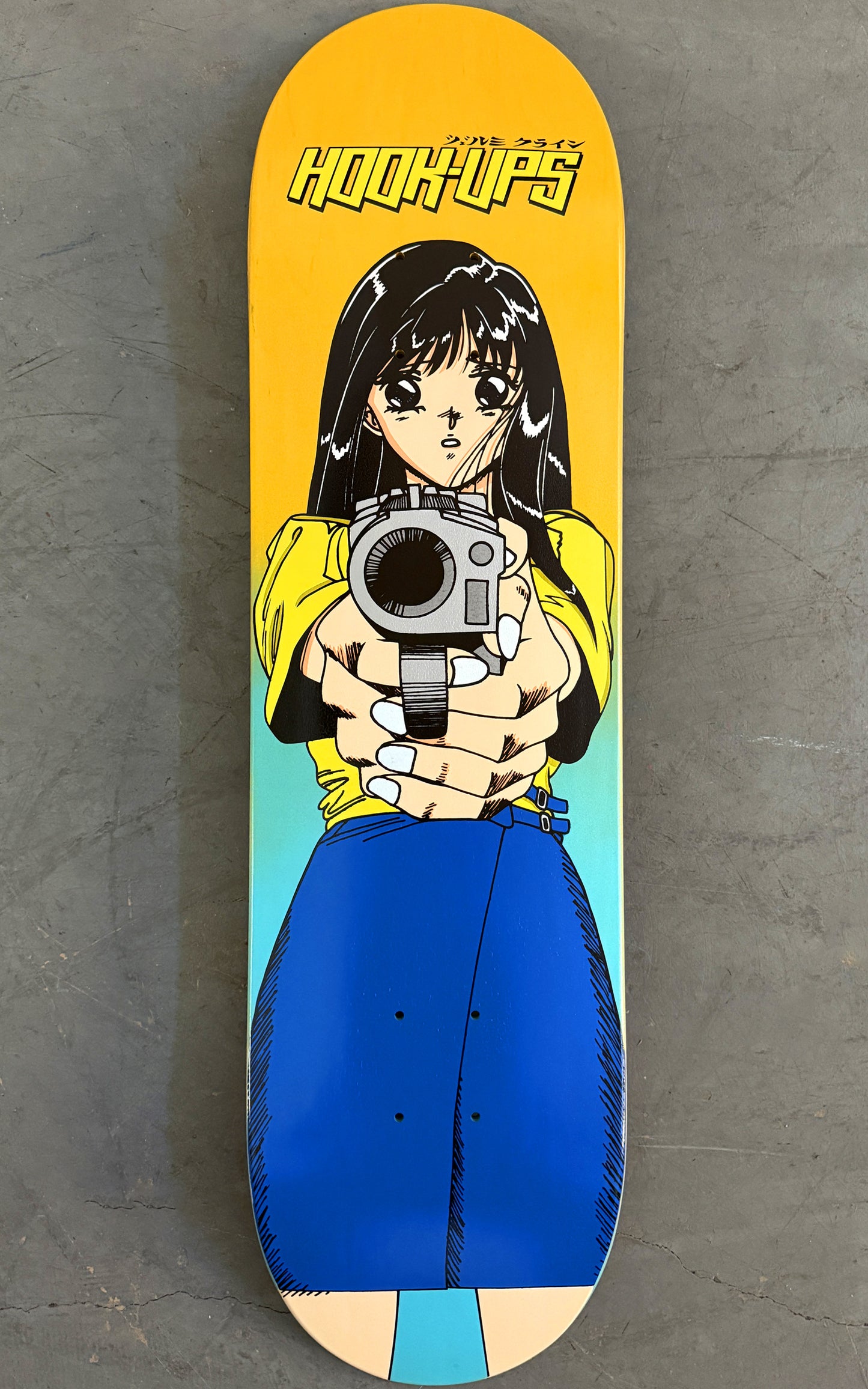 1 of 1 SIGNED Barrel of a Gun - 8.25 X 32.25 HAND PAINTED BLUE/YELLOW GRADIENT