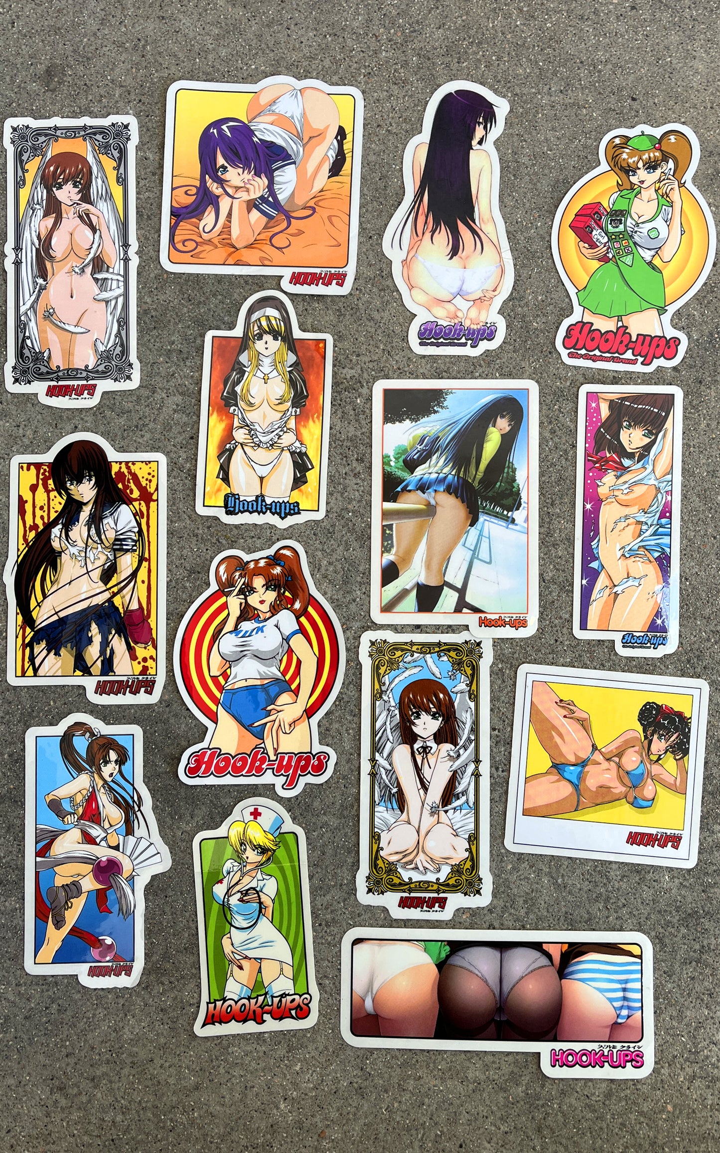 hook-ups vintage stickers 14 pack