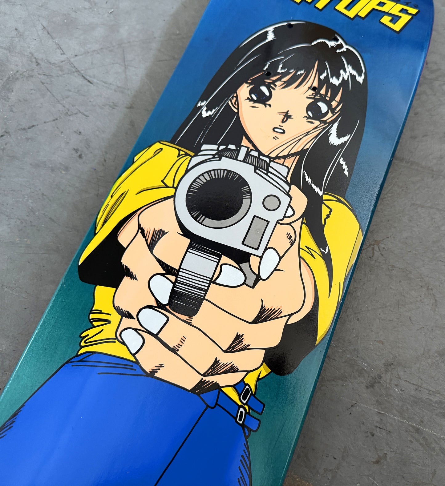 1 of 1 SIGNED Barrel of a Gun - 8 X 31.75 HAND PAINTED ANODIZED BLUE/GREEN