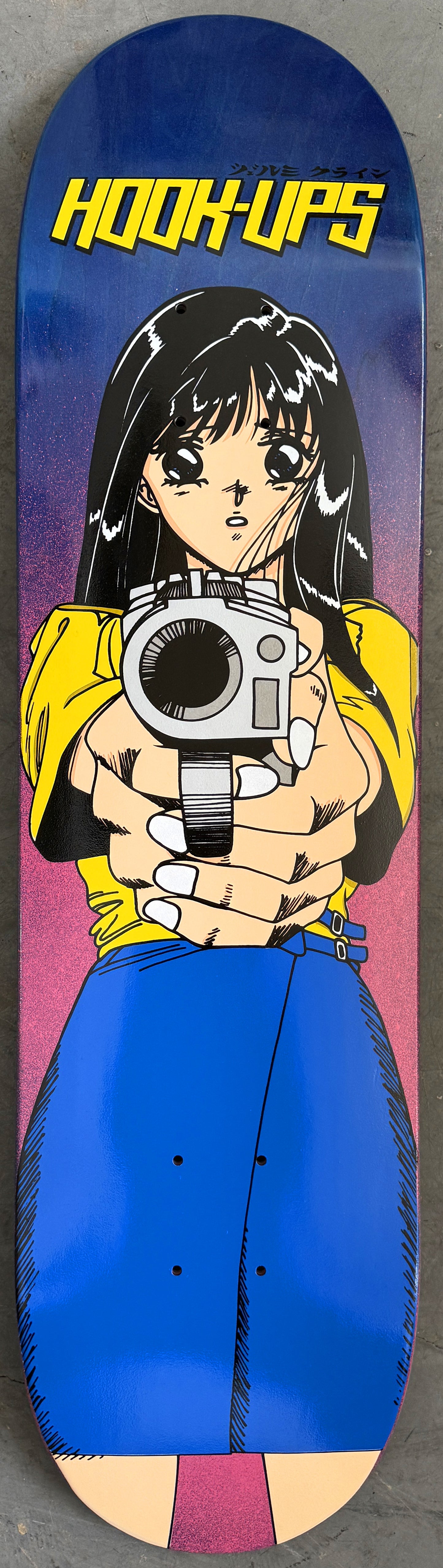 1 of 1 SIGNED Barrel of a Gun - 8 X 31.75 HAND PAINTED PINK/BLUE BACKGROUND