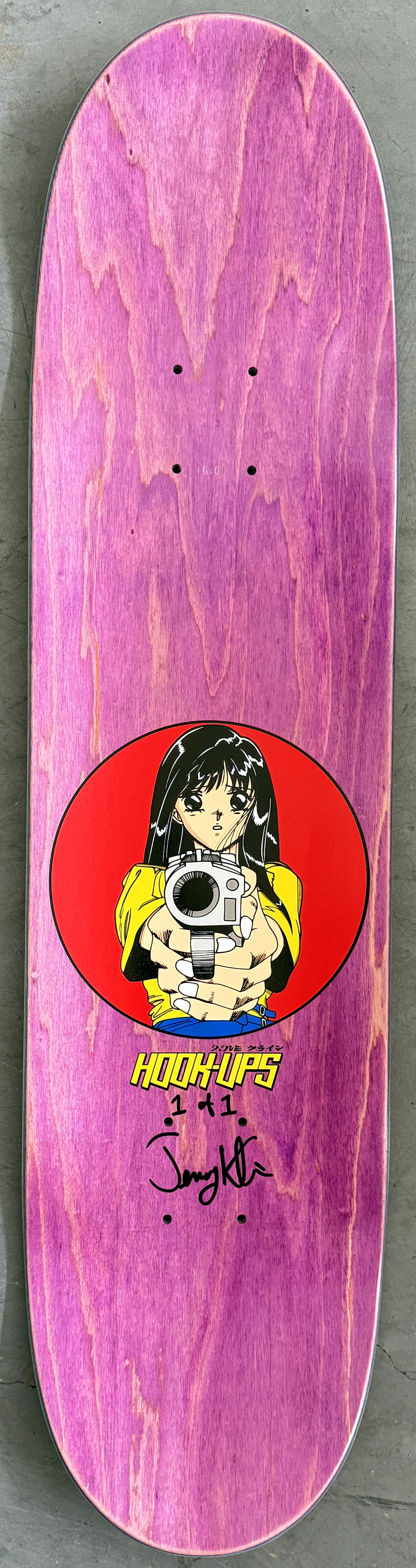 1 of 1 SIGNED Barrel of a Gun - 8 X 31.75 HAND PAINTED PINK/BLUE BACKGROUND