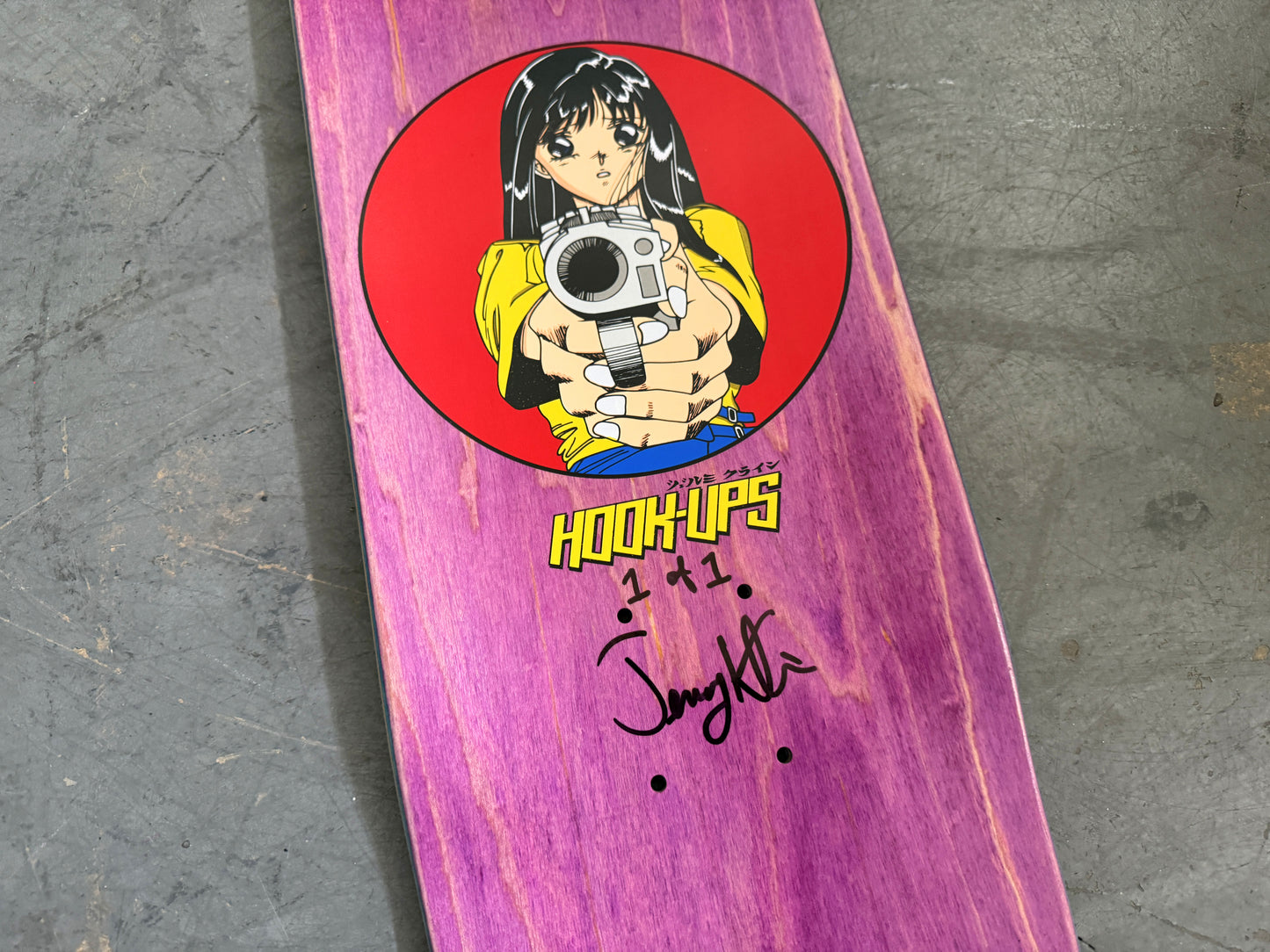 1 of 1 SIGNED Barrel of a Gun - 8 X 31.75 HAND PAINTED PINK/BLUE BACKGROUND