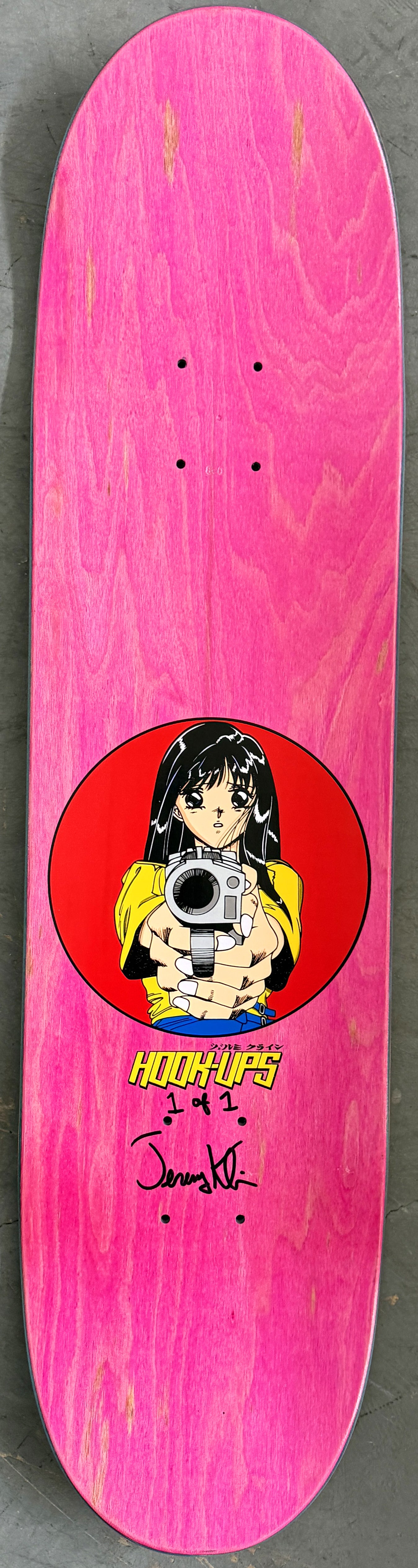 1 of 1 SIGNED Barrel of a Gun - 8 X 31.75 HAND PAINTED PURPLE/BLUE BACKGROUND