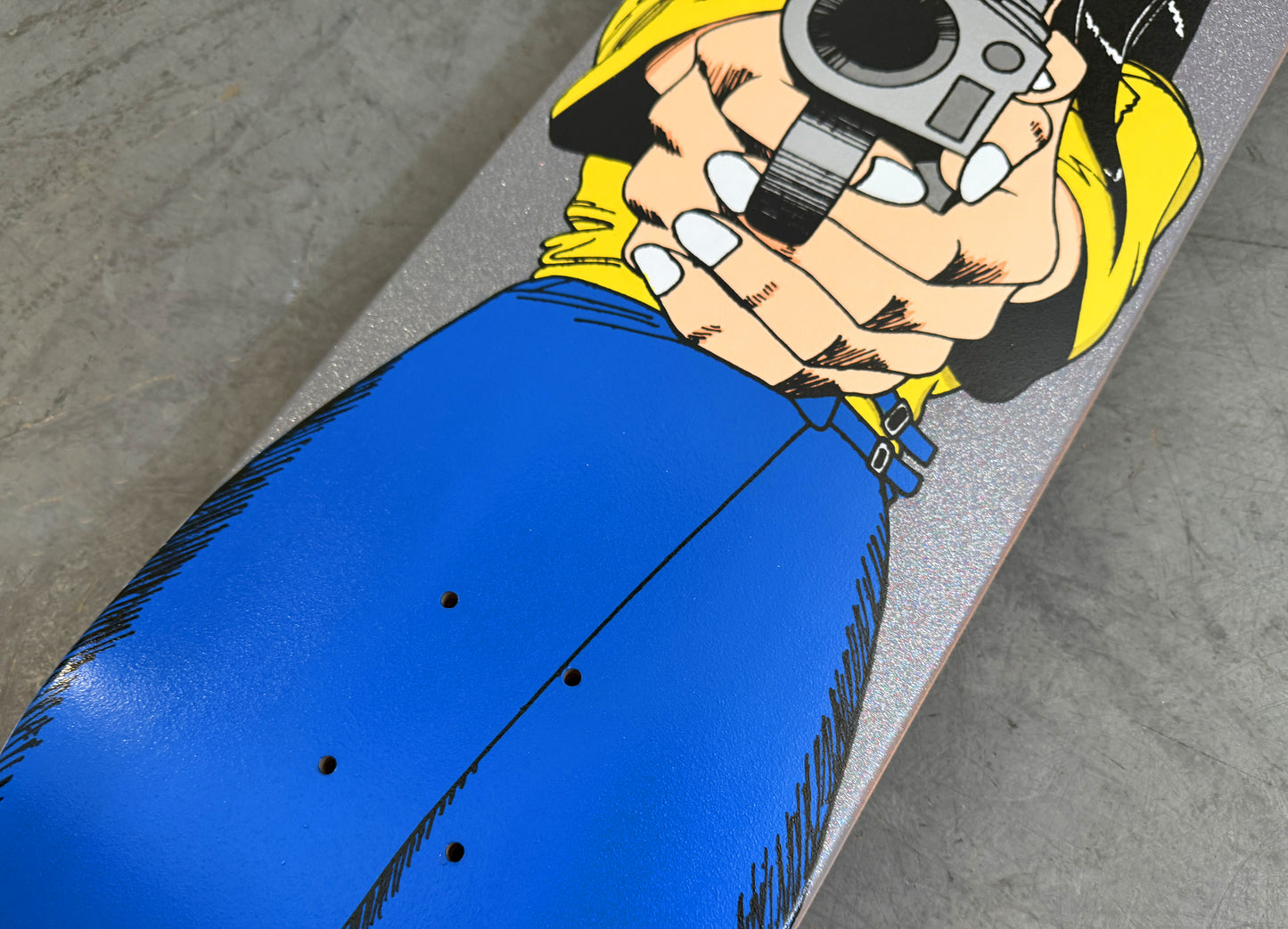 1 of 2 SIGNED Barrel of a Gun - 8.25 X 32.25 HAND PAINTED SILVER GLITTER