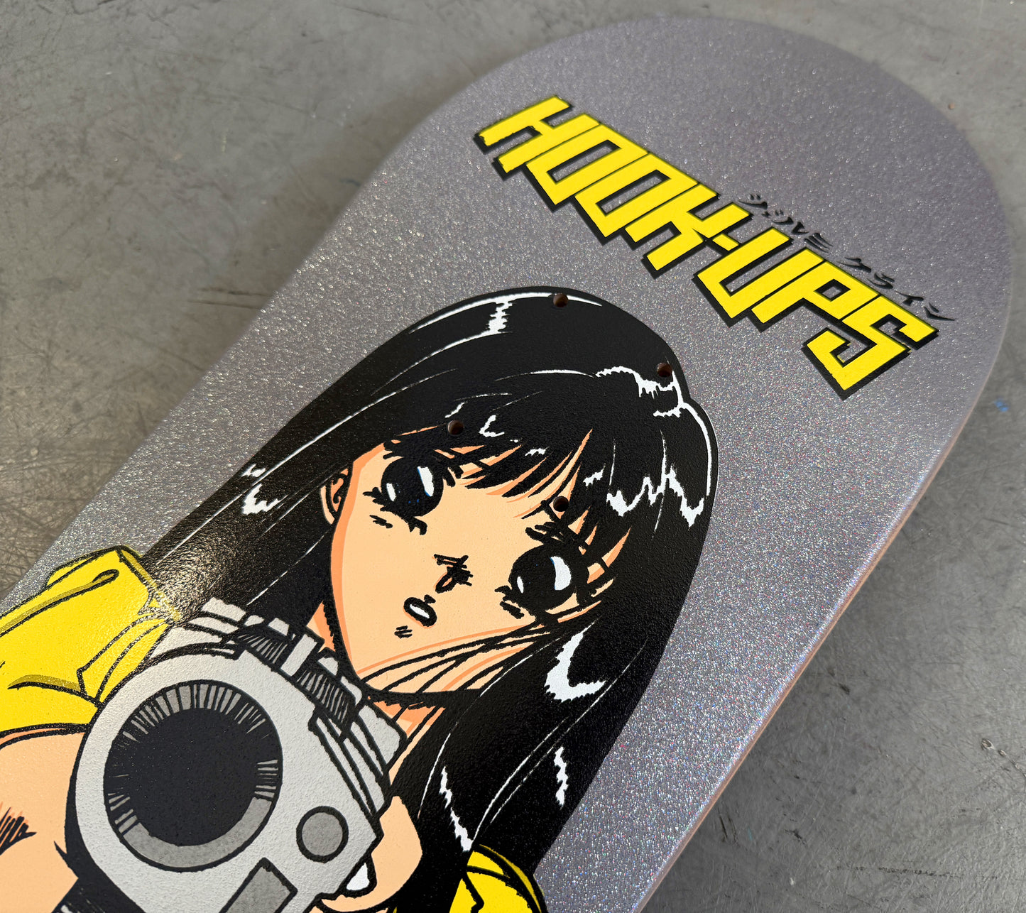 1 of 2 SIGNED Barrel of a Gun - 8.25 X 32.25 HAND PAINTED SILVER GLITTER