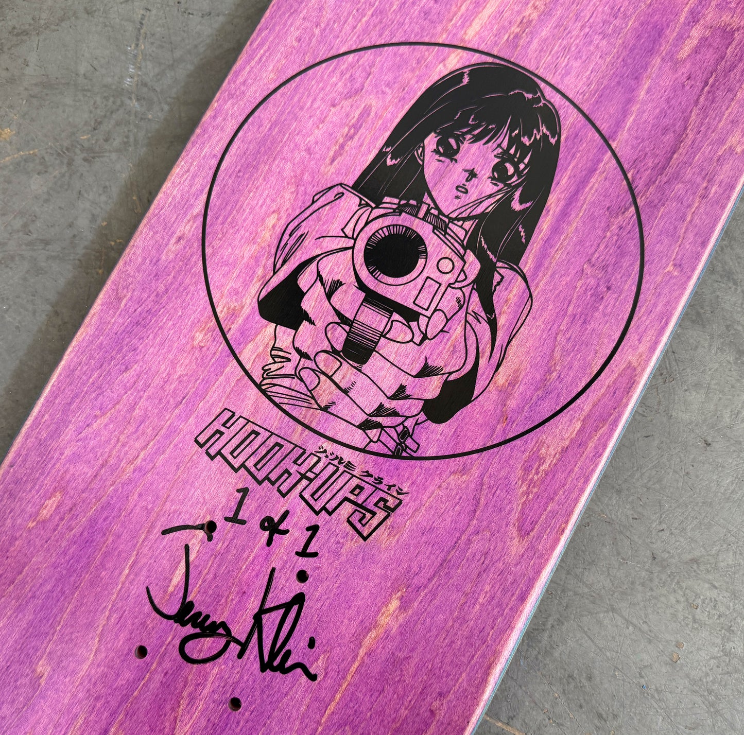 1 of 1 SIGNED Barrel of a Gun - 8.25 X 32.25 HAND PAINTED PURPLE/PINK