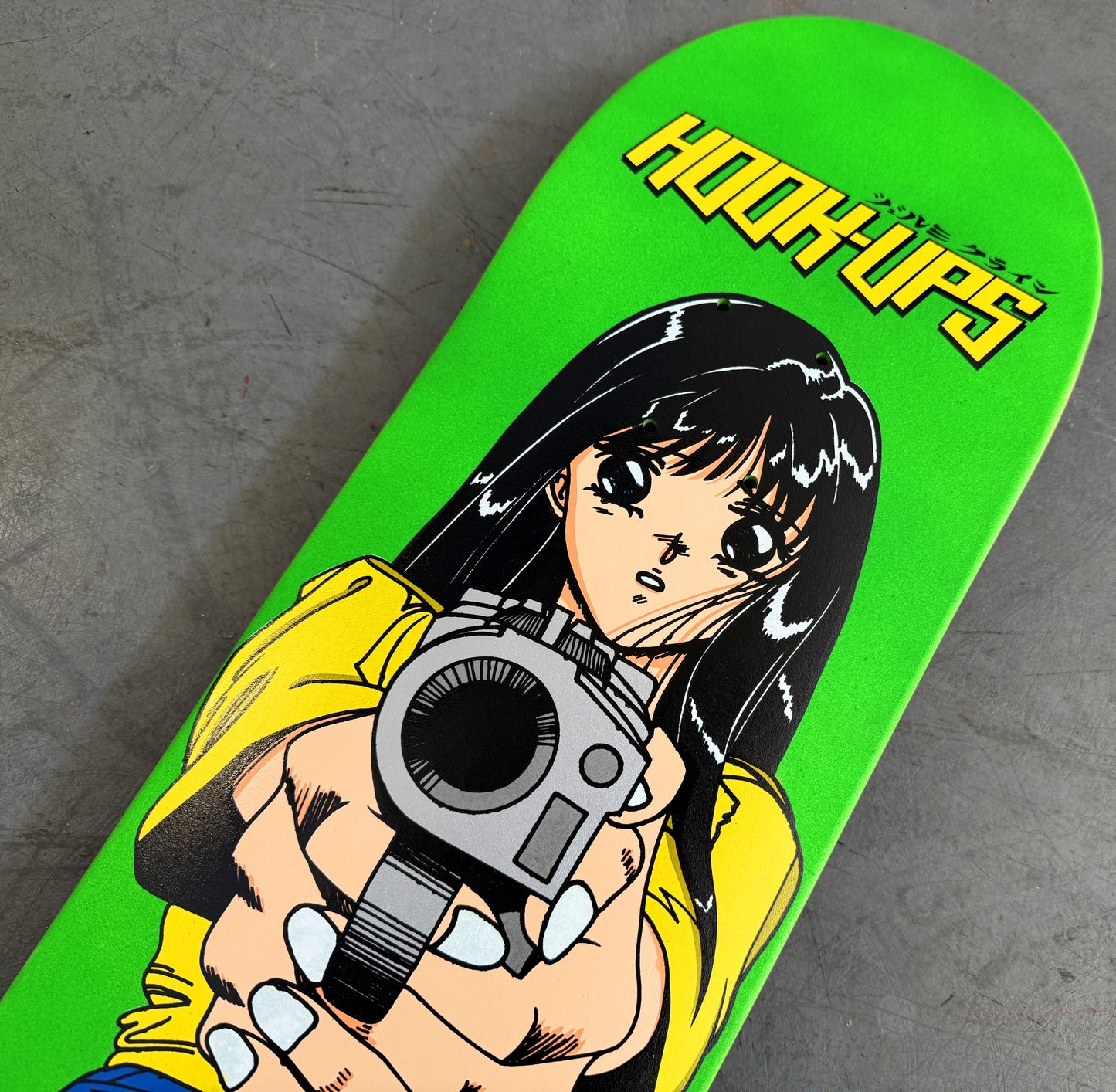 1 of 1 SIGNED Barrel of a Gun - 8.25 X 32.25 HAND PAINTED FLUORESCENT GREEN