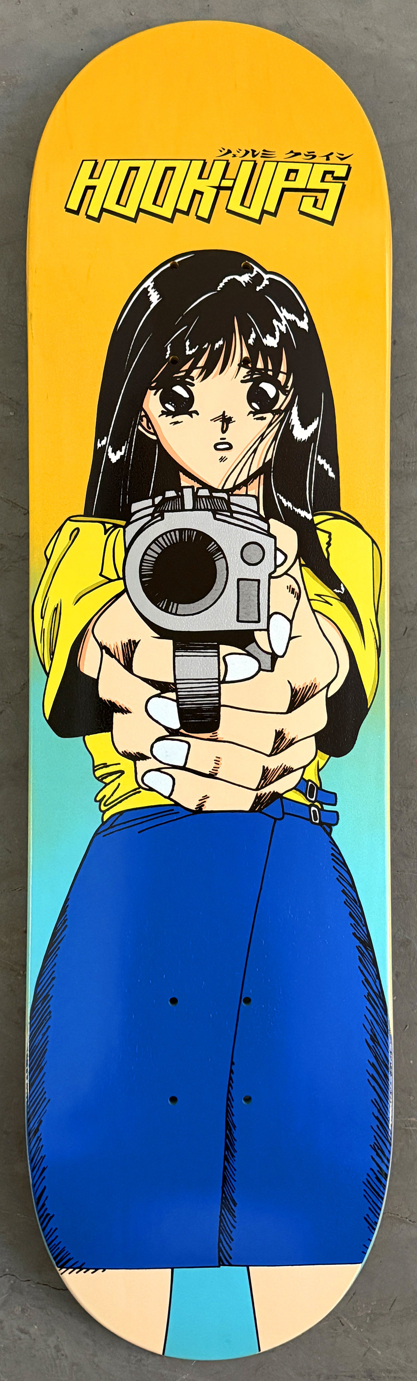 1 of 1 SIGNED Barrel of a Gun - 8.25 X 32.25 HAND PAINTED BLUE/YELLOW GRADIENT