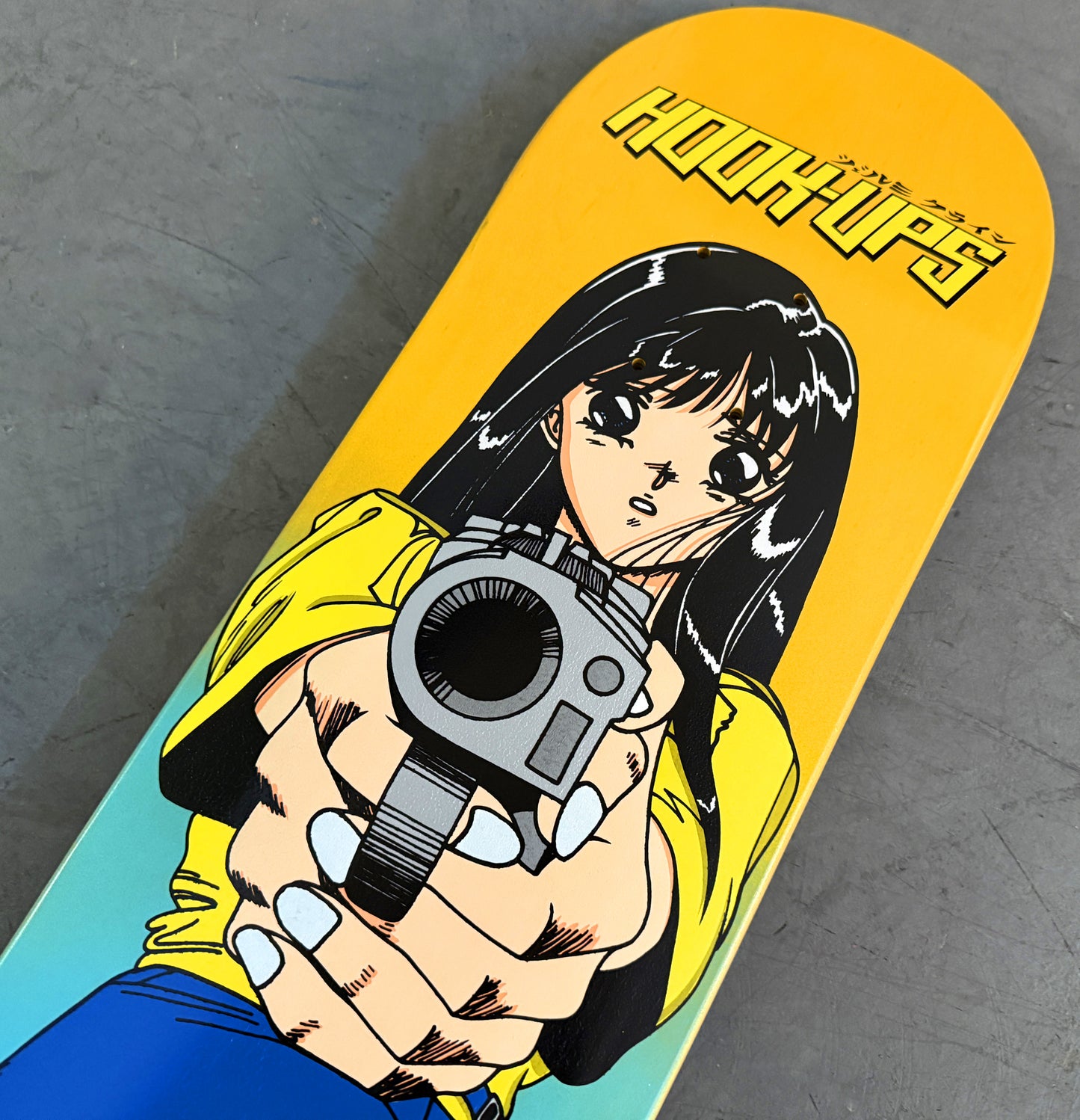 1 of 1 SIGNED Barrel of a Gun - 8.25 X 32.25 HAND PAINTED BLUE/YELLOW GRADIENT