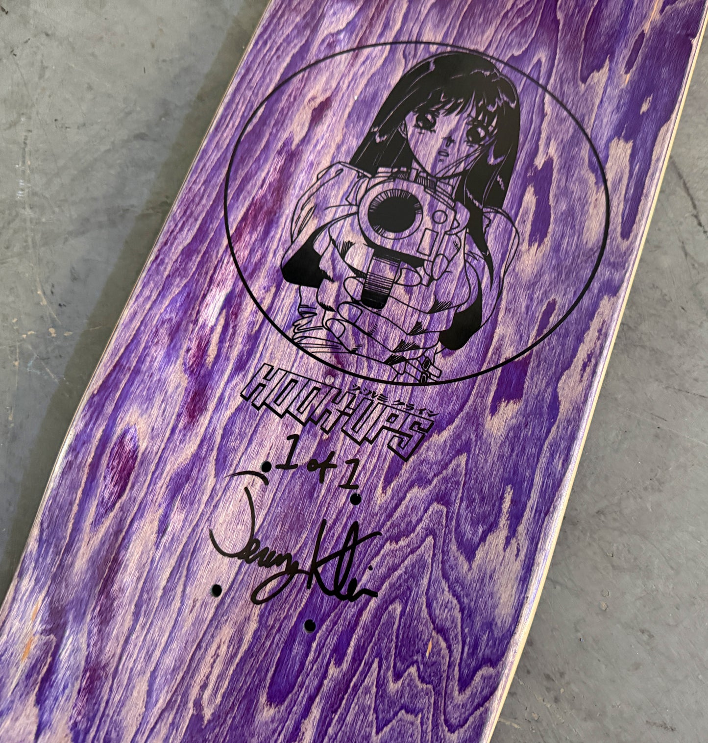 1 of 1 SIGNED Barrel of a Gun - 8.25 X 32.25 HAND PAINTED BLUE/YELLOW GRADIENT