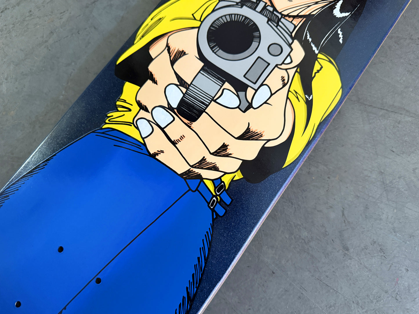 1 of 1 SIGNED Barrel of a Gun - 8.25 X 32.25 HAND PAINTED METALLIC GLITTER NAVY BLUE