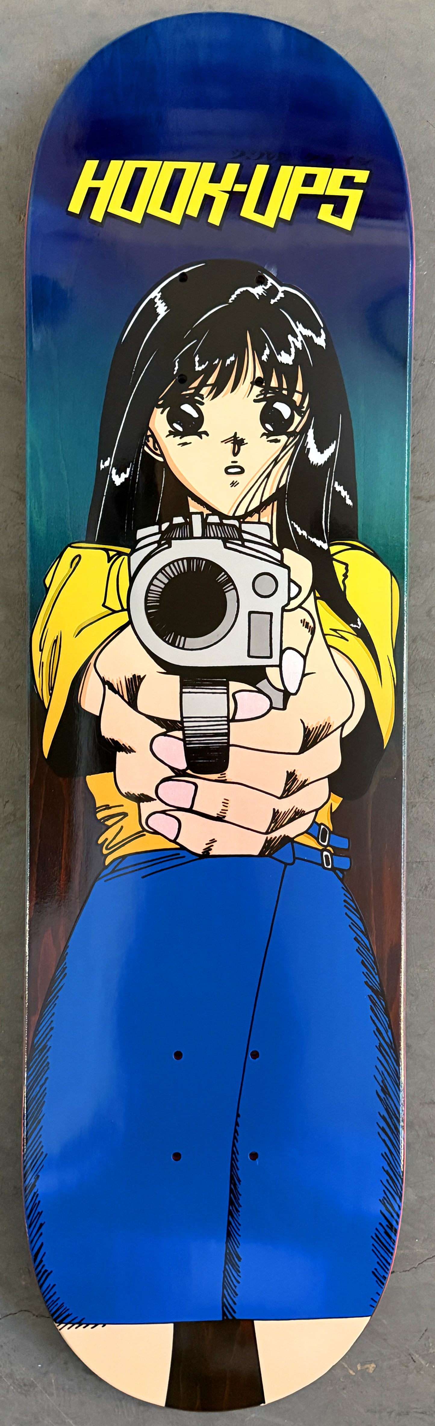 1 of 1 SIGNED Barrel of a Gun - 8.25 X 32.25 HAND PAINTED BLUE/AQUA/ORANGE GRADIENT