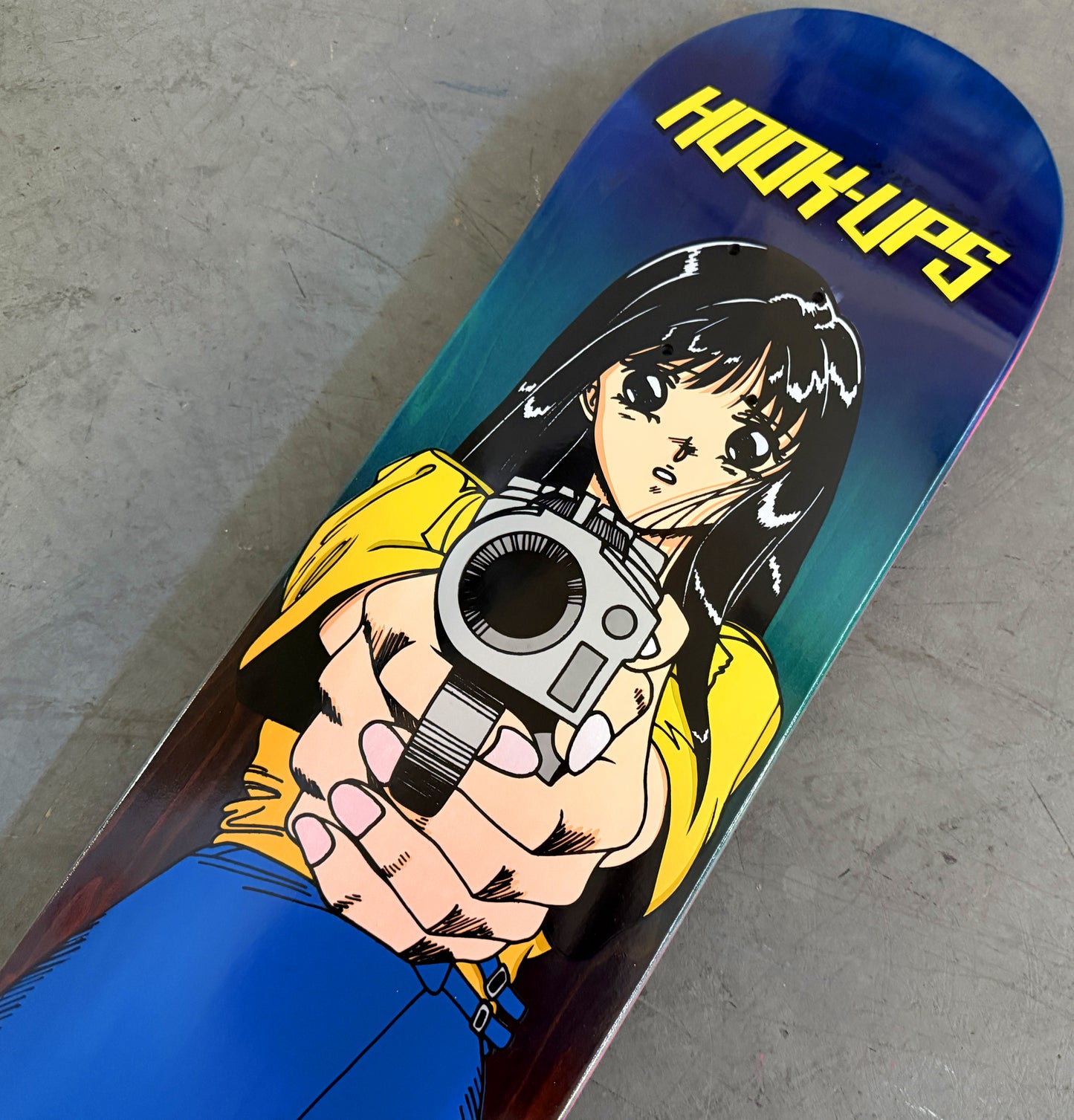 1 of 1 SIGNED Barrel of a Gun - 8.25 X 32.25 HAND PAINTED BLUE/AQUA/ORANGE GRADIENT