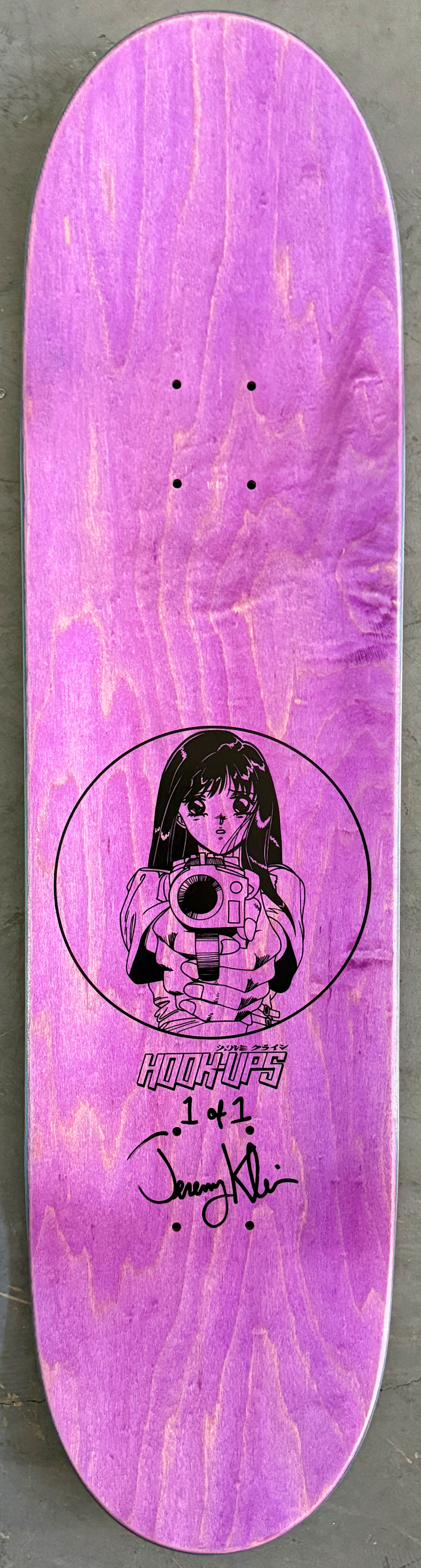 1 of 1 SIGNED Barrel of a Gun - 8.25 X 32.25 HAND PAINTED BLUE/AQUA/ORANGE GRADIENT