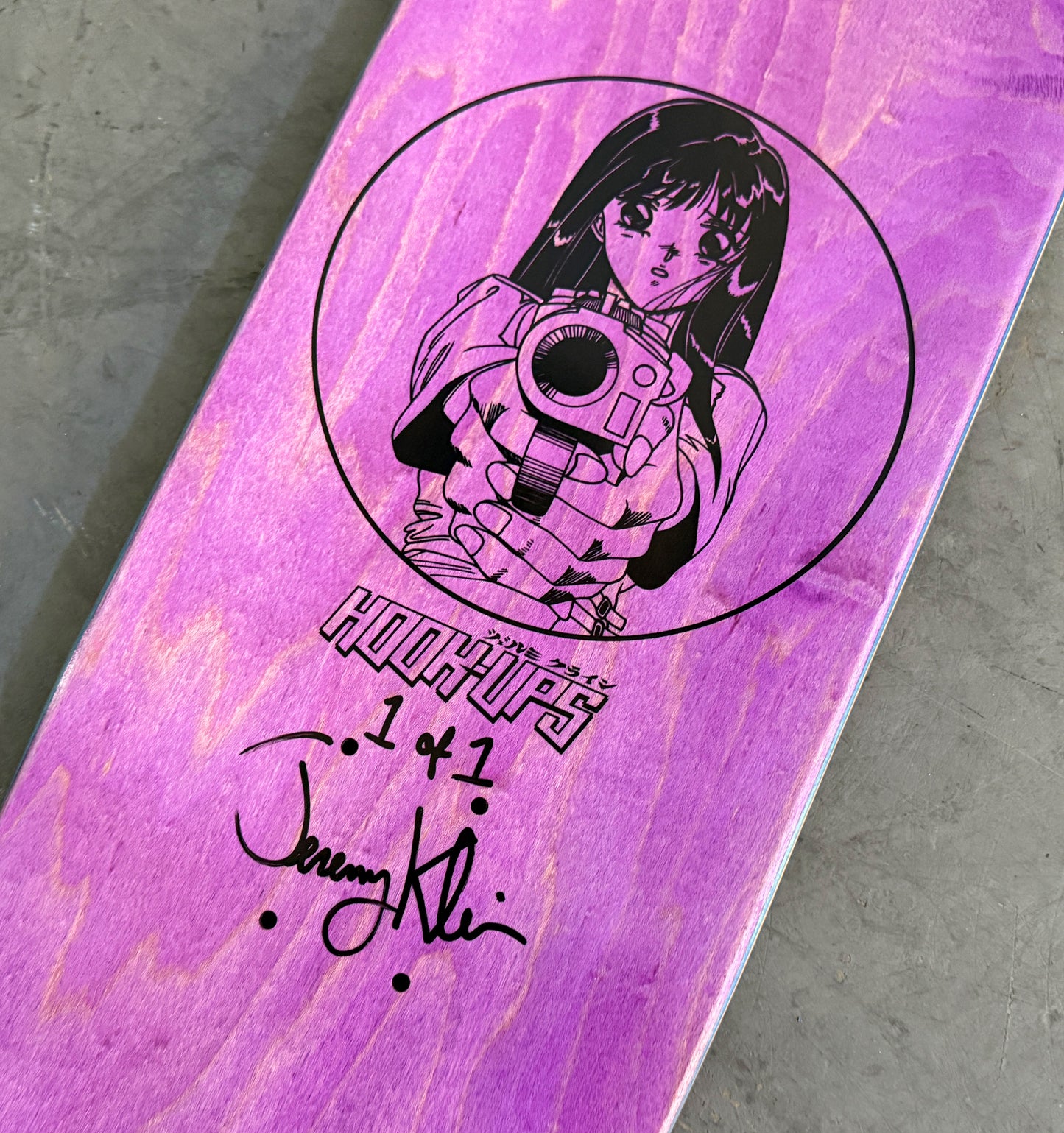 1 of 1 SIGNED Barrel of a Gun - 8.25 X 32.25 HAND PAINTED BLUE/AQUA/ORANGE GRADIENT