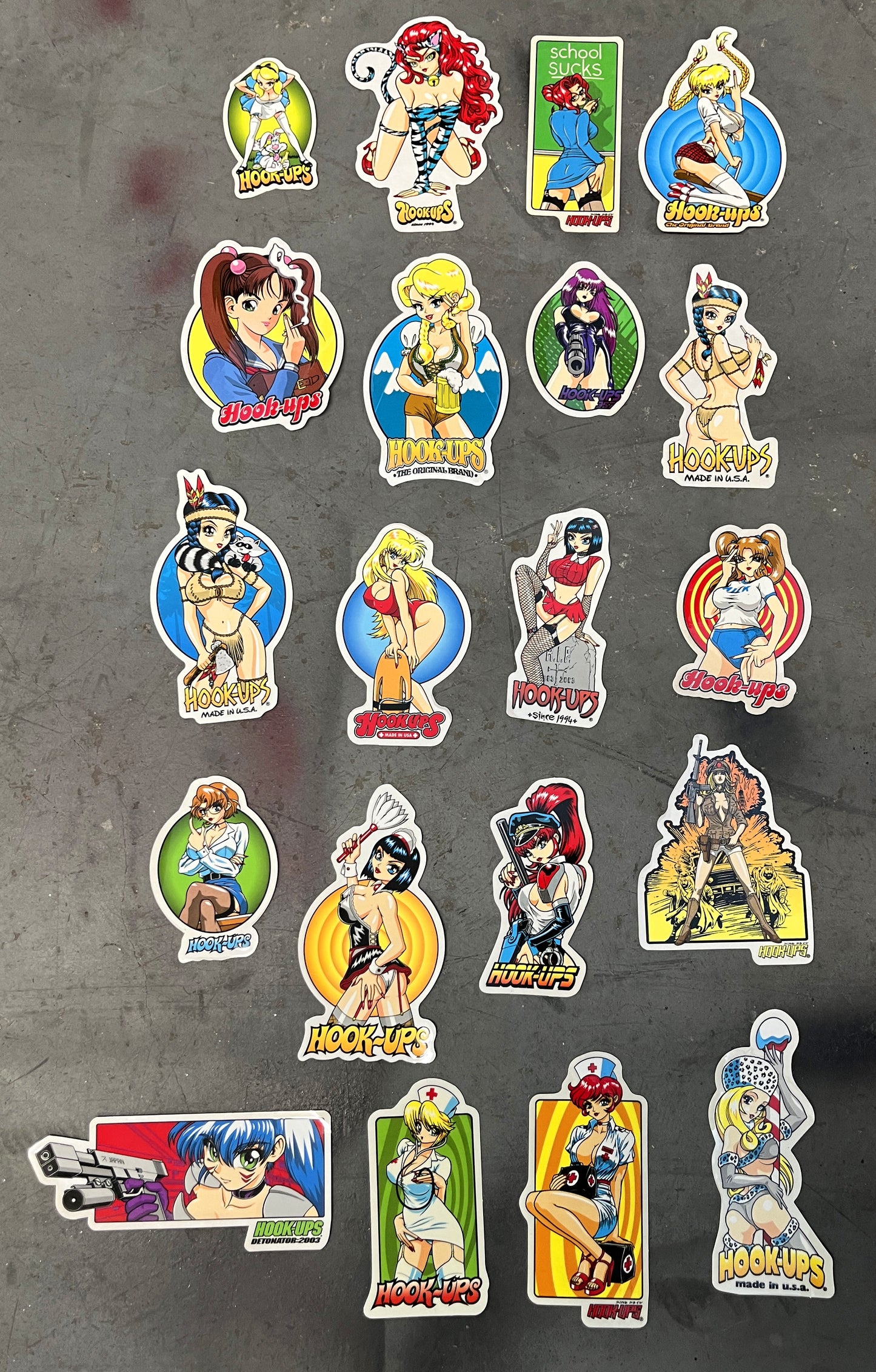 hook-ups classic stickers 20 pack