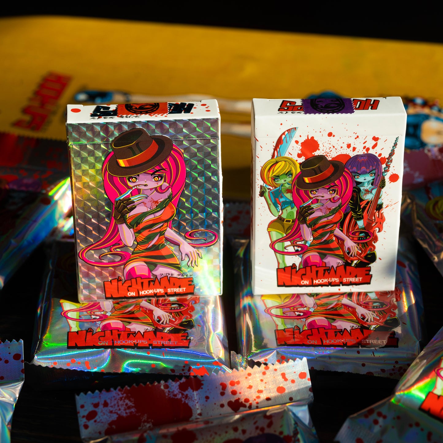 SIGNED WITH BLOOD SPLATTER TRICK OR TREAT PLAYING CARDS *BLIND PACKS*