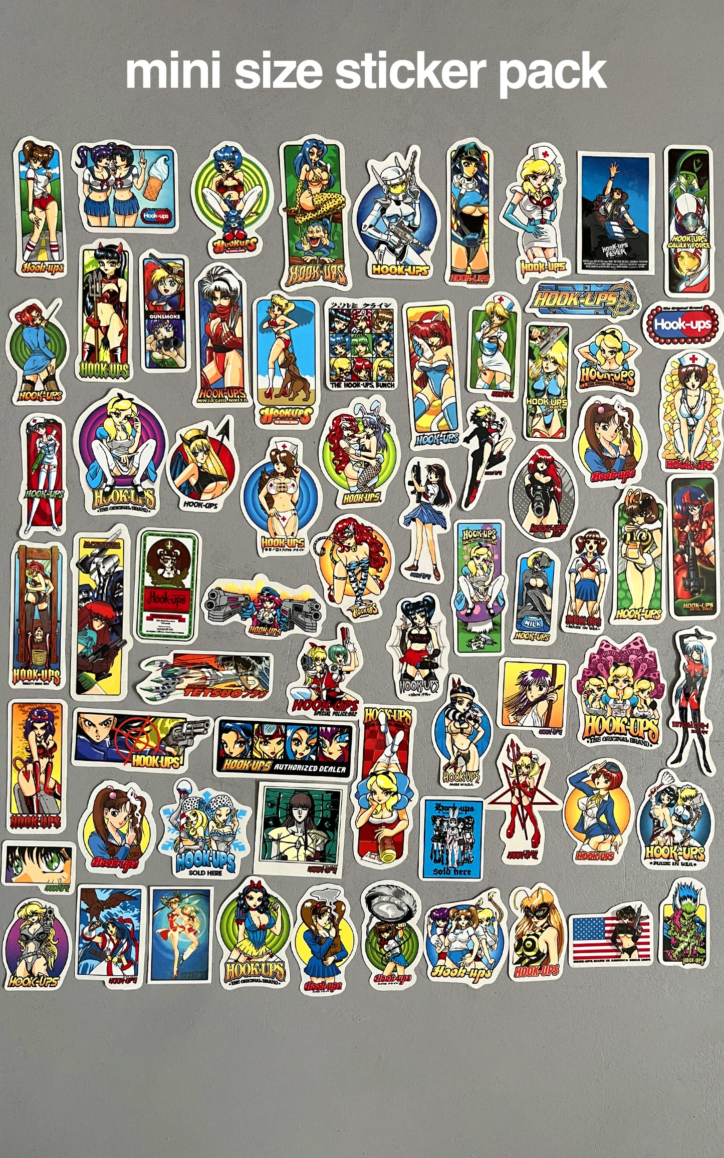 hook-ups mini size sticker pack of 70 small stickers