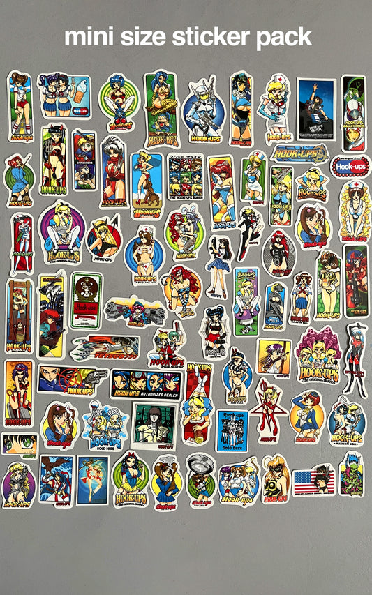 hook-ups mini size sticker pack of 70 small stickers