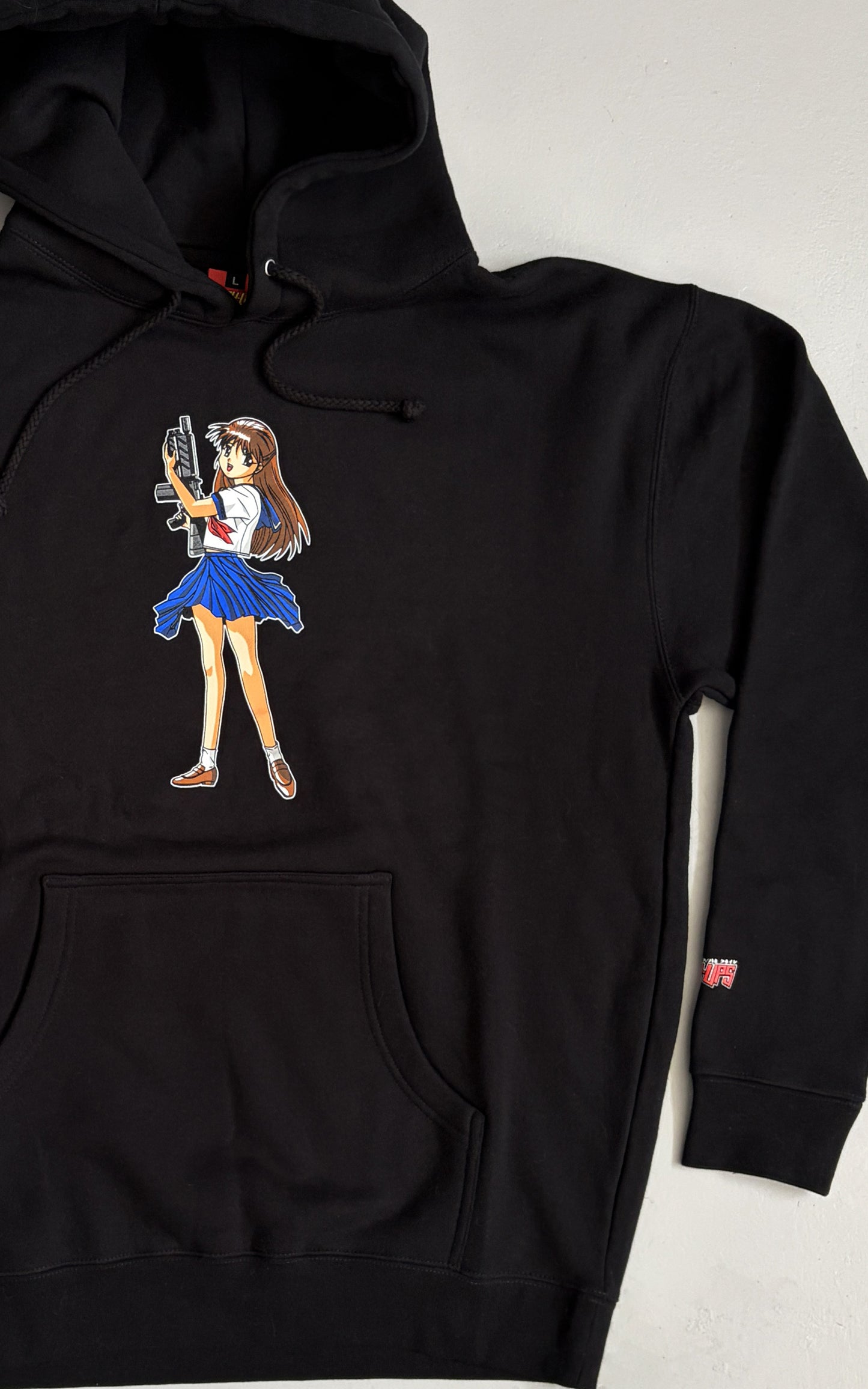 Machine Gun Girl HEAVYWEIGHT HOODED SWEATSHIRT - BLACK
