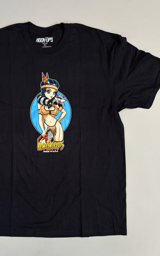 Pocahook-ups T-shirt - BLACK