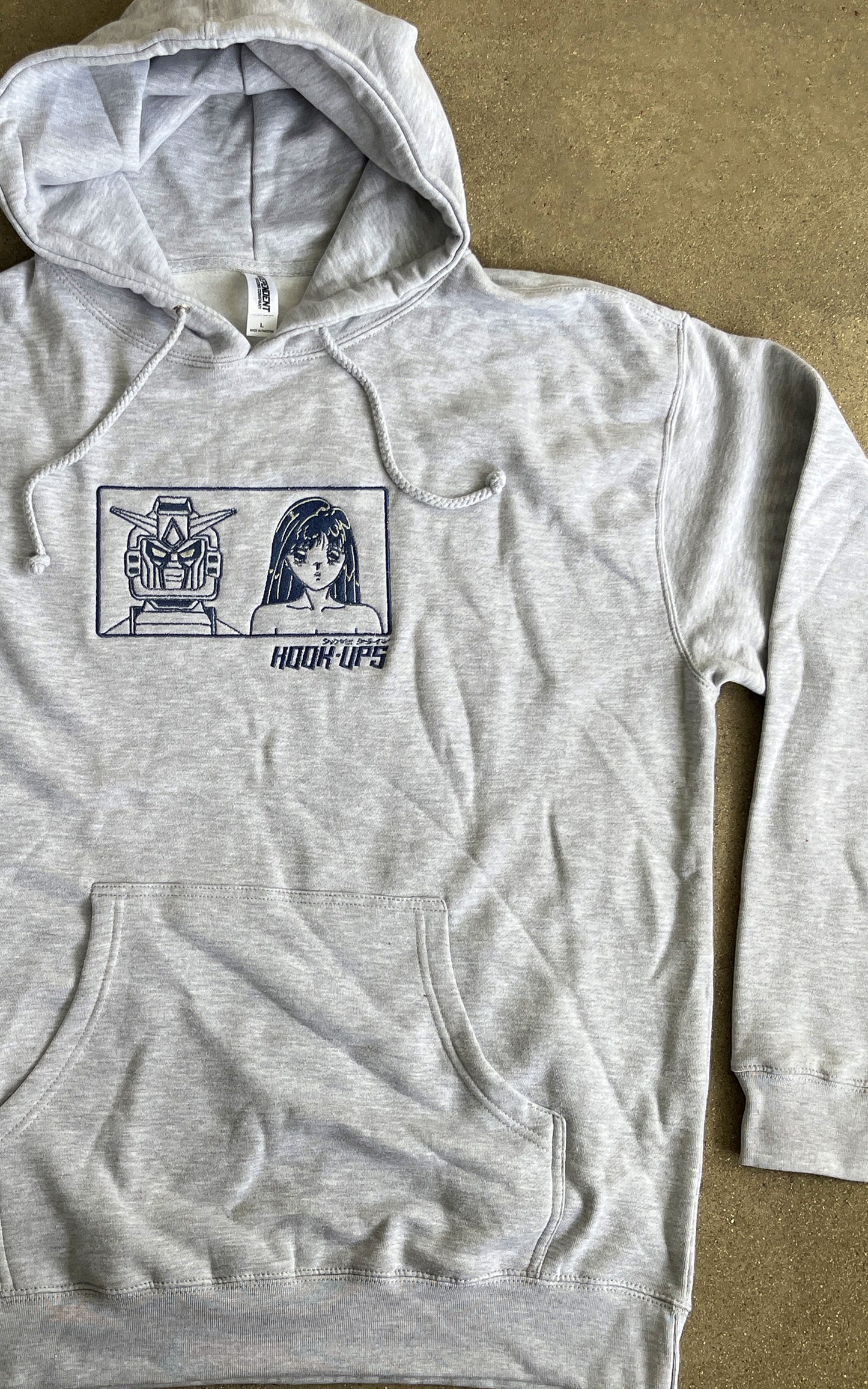 Robot + Girl HEAVYWEIGHT HOODED SWEATSHIRT - HEATHER GREY