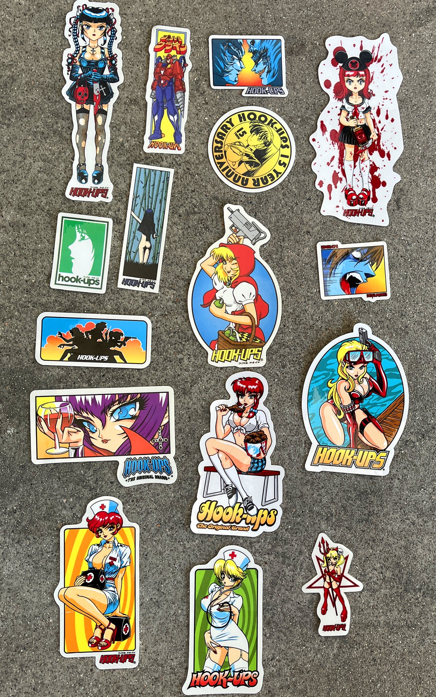 hook-ups classic stickers 16 pack