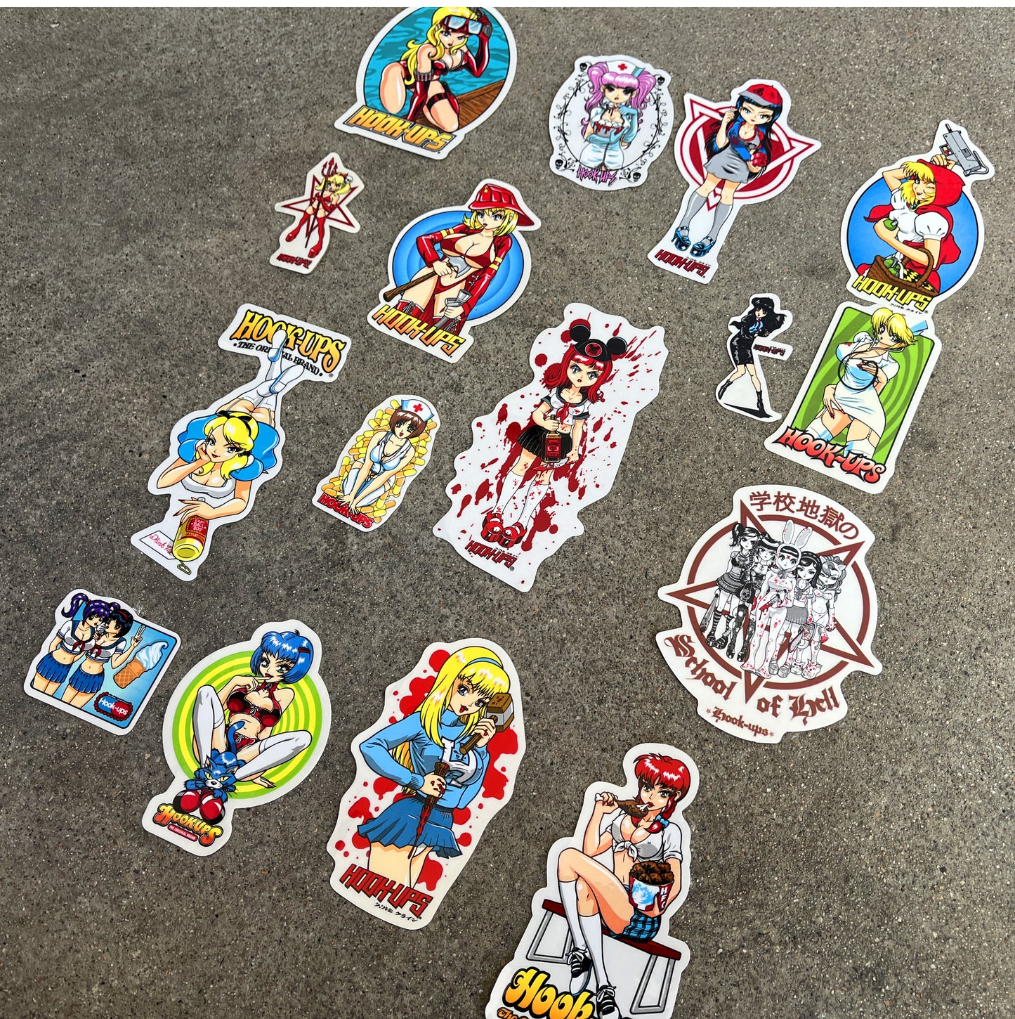 hook-ups classic stickers 14 pack
