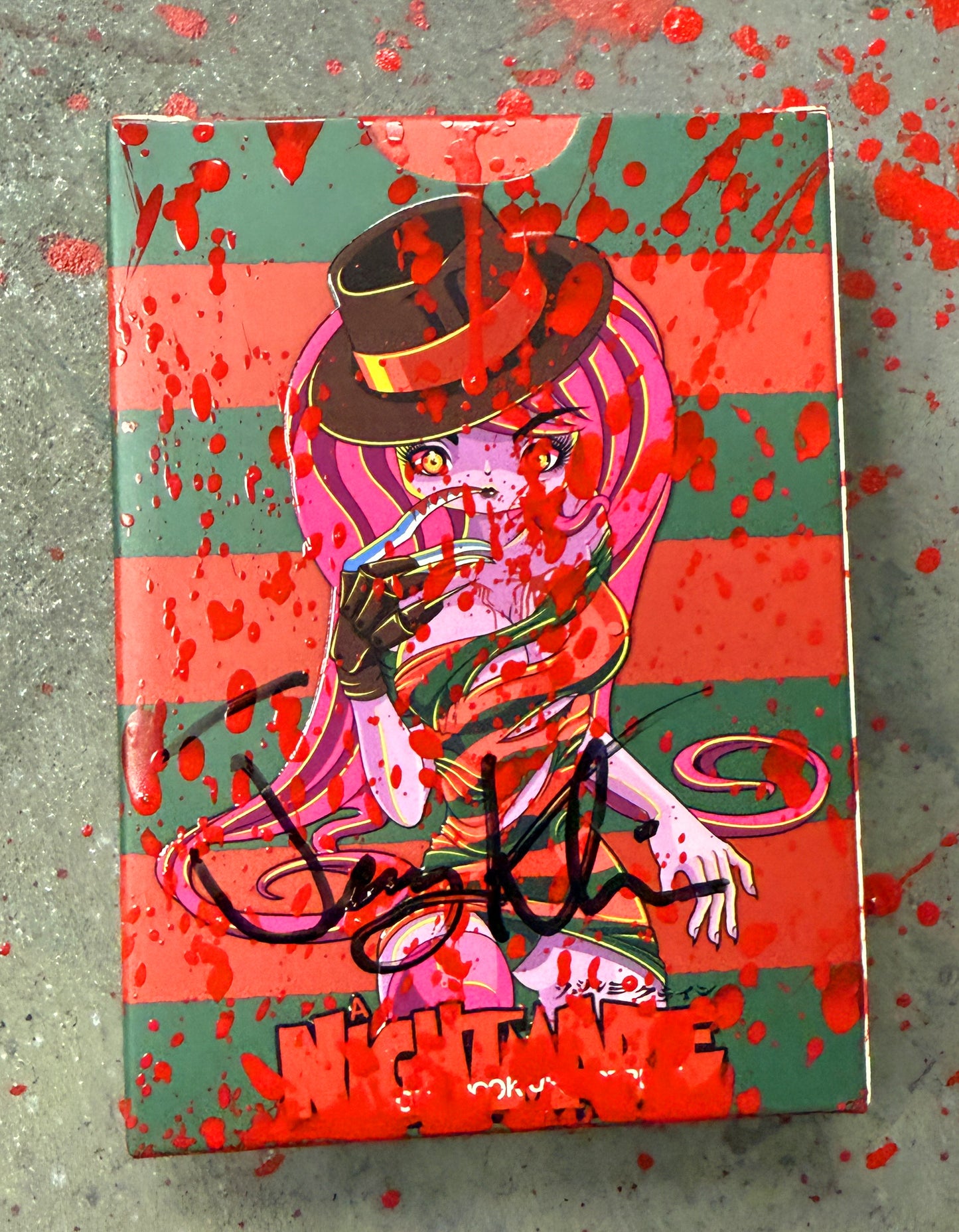 SIGNED WITH BLOOD SPLATTER Nightmare on Hook-ups Street Playing Cards