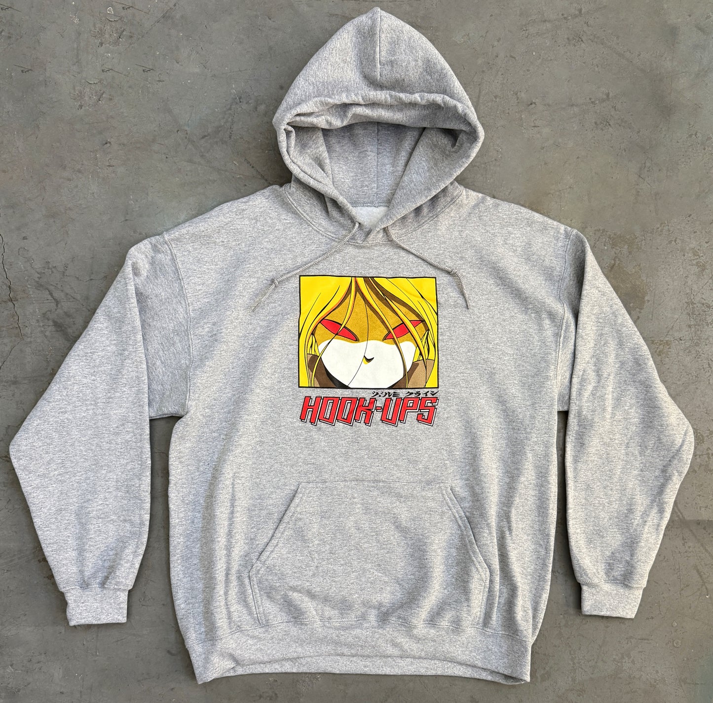 Red Eyes Hooded Sweatshirt- GREY