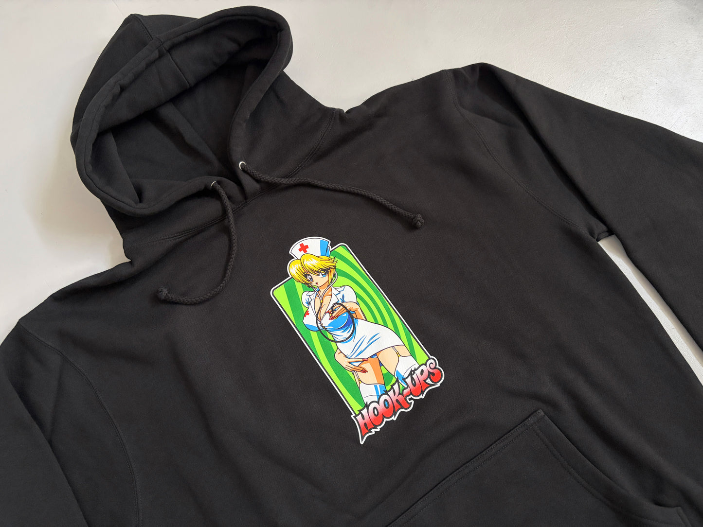 Nurse Girl Nikki HEAVYWEIGHT HOODED SWEATSHIRT - BLACK