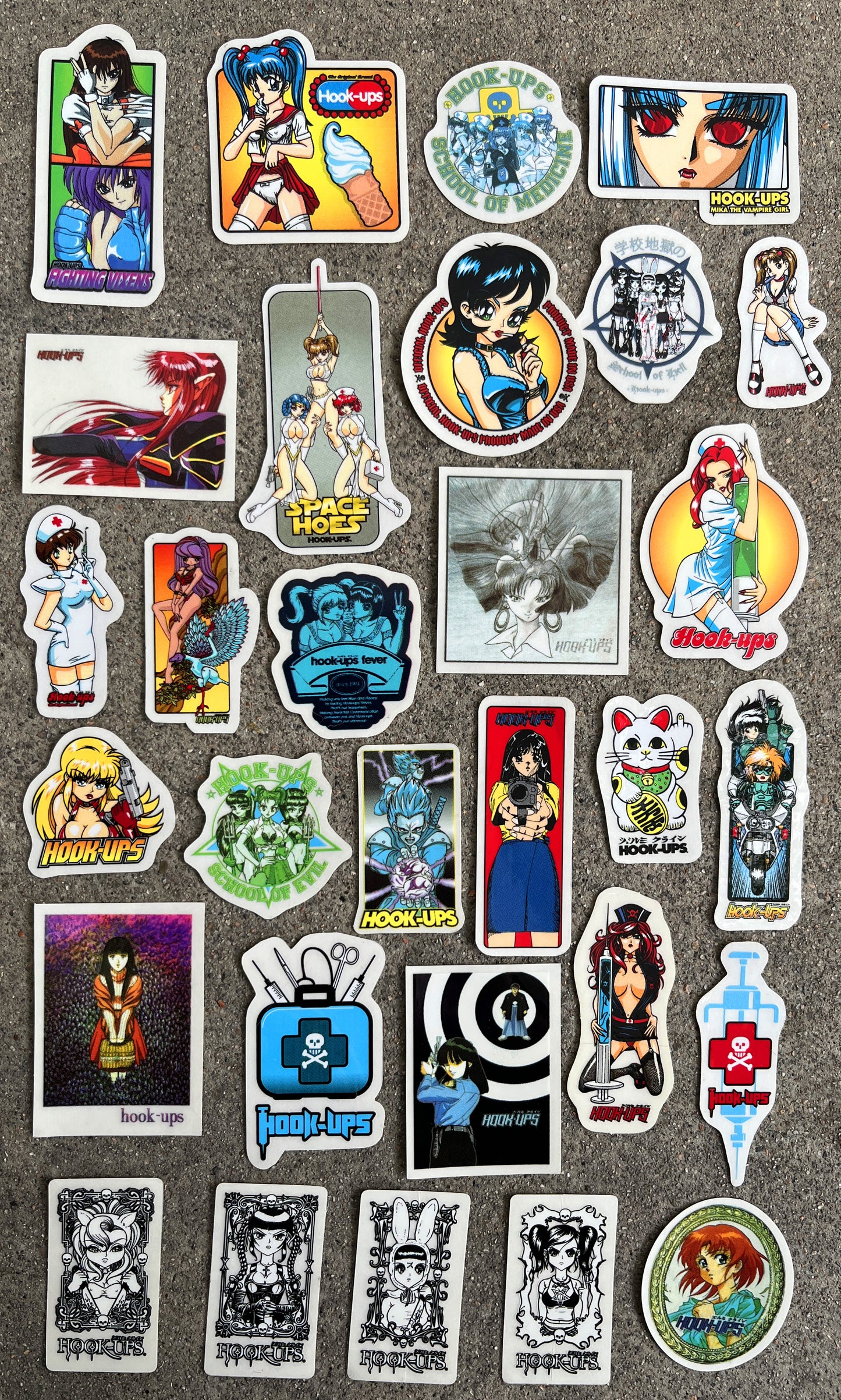 hook-ups mini size sticker pack #2 of 30 small stickers