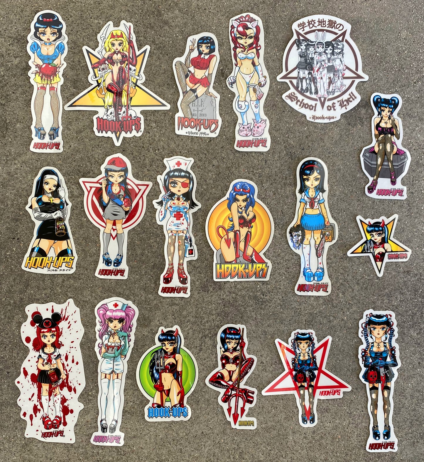 hook-ups demon girls classic stickers 18 pack
